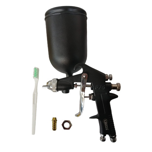 [22653] AEROGRAFO UDUKE PROFESIONAL  VASO DE 600 CC PISTOLA F75G NEGRA (HT4083)