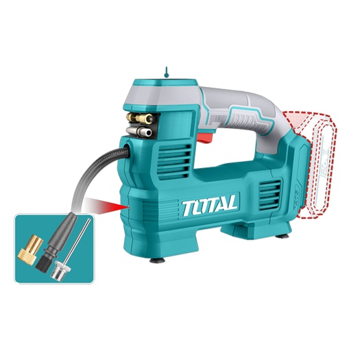 [22483] COMPRESOR MINI INALAMBRICO DIGITAL  20V 160PSI AUTOMATICO PARA CARRO BATERIA Y CARGADOR NO INCLUIDO TOTAL (TACLI2012)