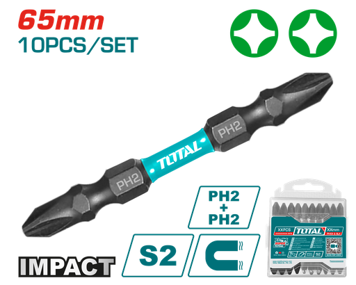 [20944A] PUNTA TALADRO INDUSTRIAL DOBLE PUNTA IMANTADA 65MM (+) (+) X UNIDAD  SUPER TOTAL (TACIM16PH233) 
