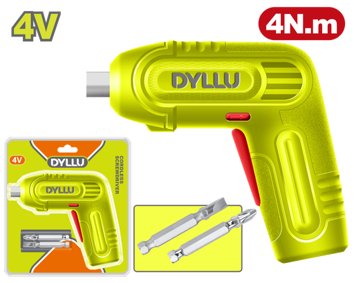 [22700] ATORNILLADOR INALAMBRICO 4V  4NM INCLUYE DOS PUNTA TALADRO DYLLU (DTCV4628)