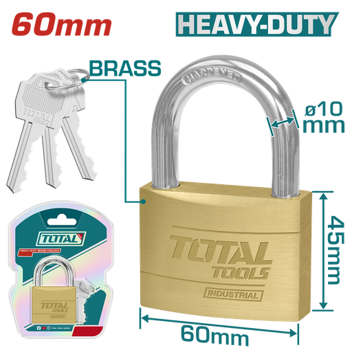 [23012] CANDADO 60MM DORADO INDUSTRIAL SUPER TOTAL (TLK32602)