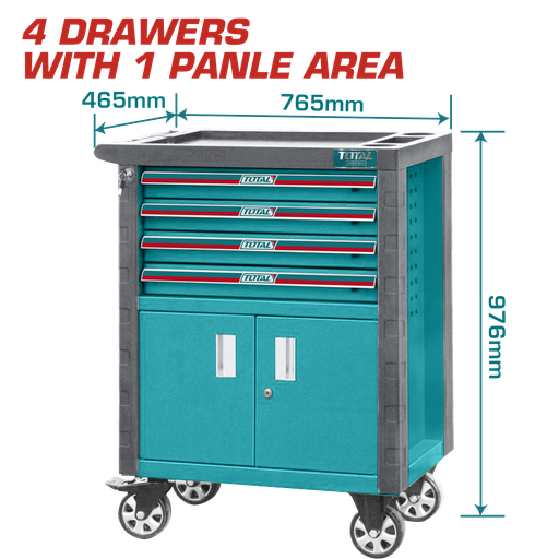 [23243] GABINETE DE 4 BANDEJAS CON RODACHIN (765*465*976MM) INDUSTRIAL SUPER TOTAL (THRC01041)