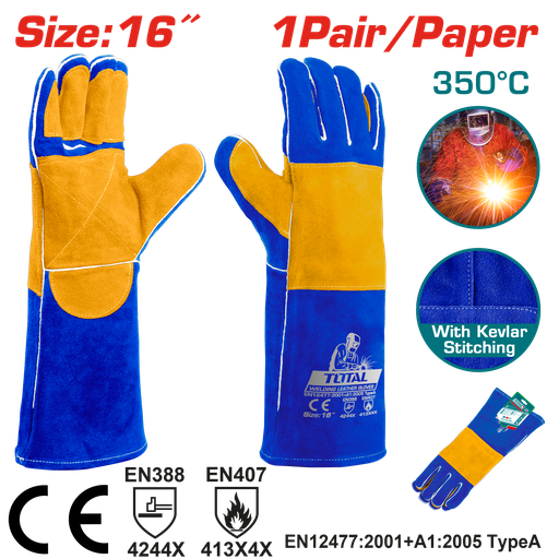 [23267] GUANTE PARA SOLDAR 16"  RESISTENTE HASTA 350°C INDUSTRIAL SUPER TOTAL ( TSP15216)