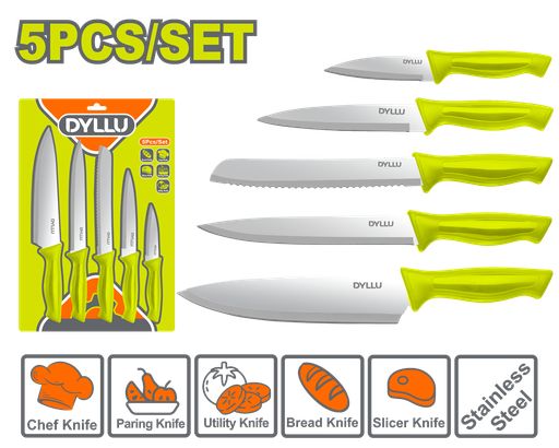 [22742] JUEGO DE CUCHILLOS PARA COCINA X 5 PCS DYLLU (DTKK1K51)