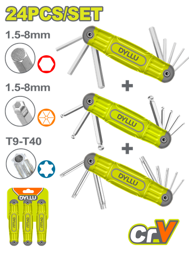 [22809] JUEGO DE LLAVES TORX-ALEM X 3 PZS DYLLU (DTHK4203)