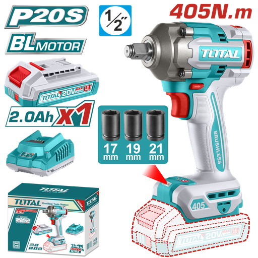 [23195] PISTOLA IMPACTO INALAMBRICA 1/2 20V  (UTIWLI20455)