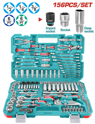 [23005] RACHE CON COPAS  1/2,1/4,3/8  X 156PZS INDUSTRIAL SUPER TOTAL (THKTHP21566)