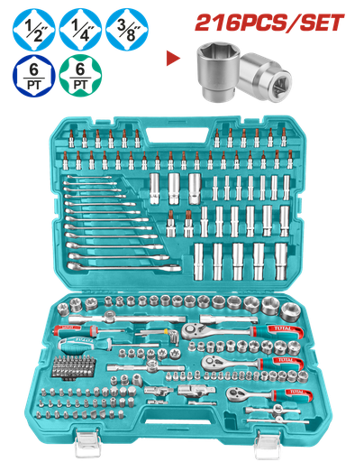 [23004] RACHE CON COPAS  1/2,1/4,3/8  X 216PZS INDUSTRIAL SUPER TOTAL (THKTHP22166)