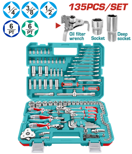[23119] RACHE CON COPAS  1/2,1/4,3/8 X 135 PZS INDUSTRIAL SUPER TOTAL (THKTHP21356)