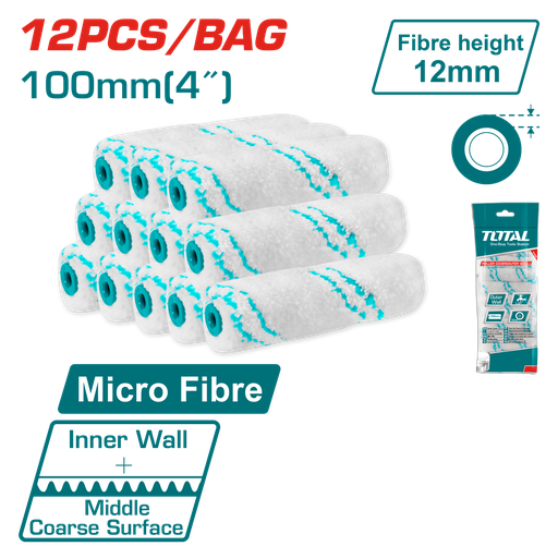 [23125] REPUESTO DE RODILLO 4" DE MICROFIBRA X 12 PZS SUPER TOTAL (THRC560412)
