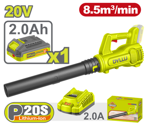 [22694] SOPLADORA INALAMBRICA 20V INCLUYE 1 BATERIA 20V ( 2.0AH ) Y CARGADOR DYLLU (UDTBLP521)