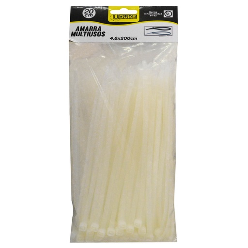 [10083] AMARRA PLASTICA UDUKE BLANCA 2.5X150MM (15 CM) (100 UNDS) (HT70019)