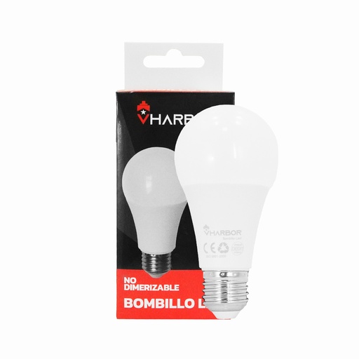 [19959] BOMBILLO LED 12W VHARBOR LUZ DIA E27 MULTIVOLTAGE (6500K)(A60 )(HT2234)