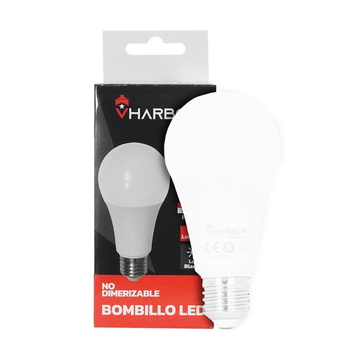 [19961] BOMBILLO LED 15W VHARBOR LUZ DIA E27 MULTIVOLTAGE (6500K)(A65 )(HT2236)