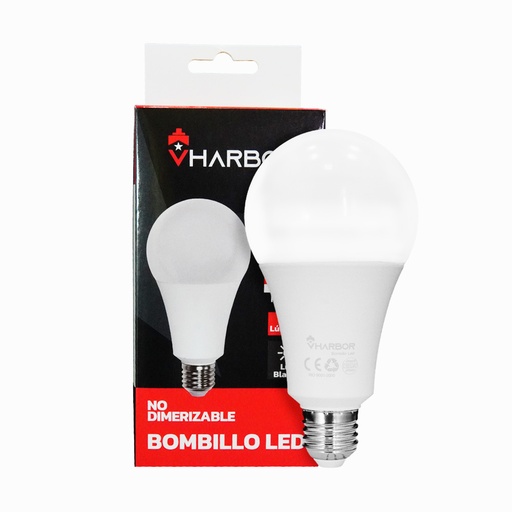 [19962] BOMBILLO LED 18W VHARBOR LUZ DIA E27 MULTIVOLTAGE (6500K)(A80)(HT2237)
