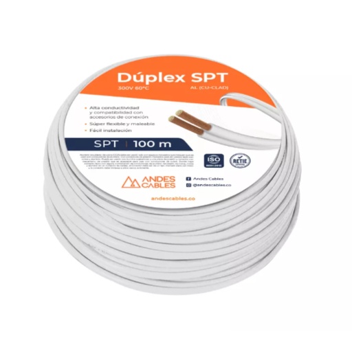 [IH6363] CABLE DUPLEX SPT 2X16 AWG BLANCO X MTS (46073)