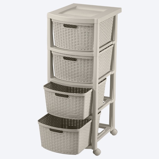 [9836] CAJONERO RATTAN 4G TAUPE RIMAX