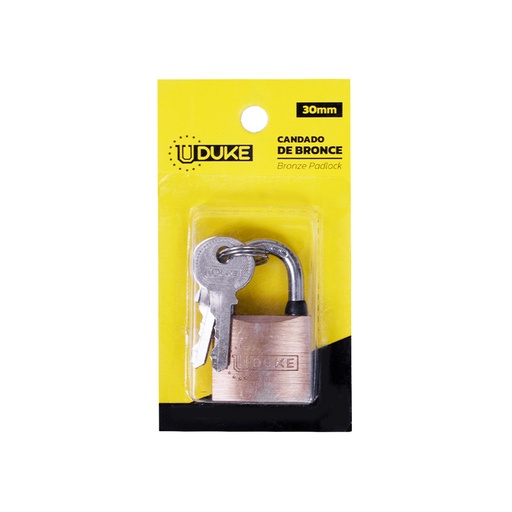 [6333K] CANDADO 30MM BRONCE FINO EN BLISTER UDUKE (GARANTIA 5 AÐOS)