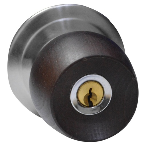 [2593A] CHAPA BOLA ALCOBA P/MADERA UDUKE COLOR CAFE OSCURA ESCUDO CROMADO (5831-SJM) (HT20176)