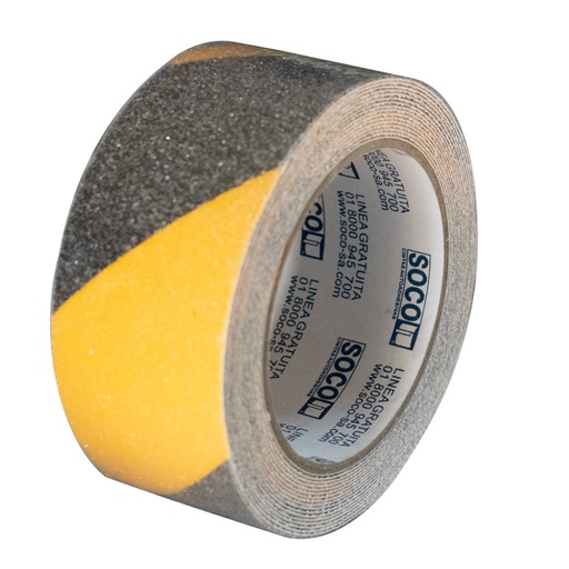 [11145] CINTA ADHESIVA ANTIDESLIZANTE SOCO 2 X 5 MTS (AMARILLA/NEGRA) PARA DEMARCACION