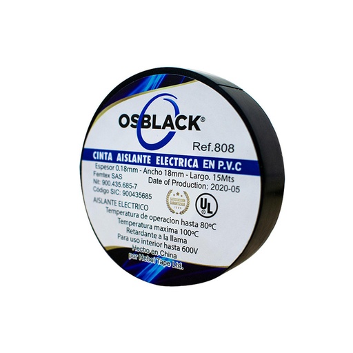 [467A] CINTA AISLANTE NEGRA GRANDE X 15MTS OSBLACK (808)