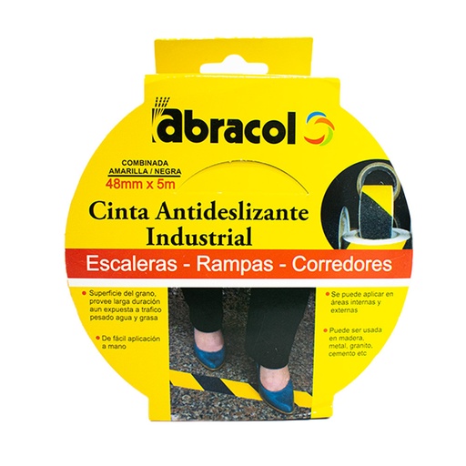 [14660] CINTA ANTIDESLIZANTE ABRACOL GRADA 2" X 5MTS NEGRA-AMARILLA