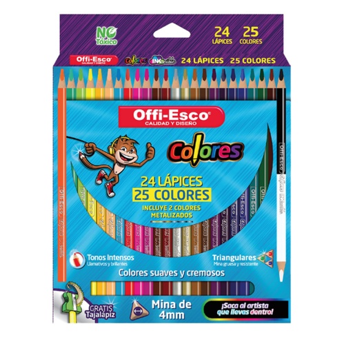 [IH8054] COLORES X 24 OFFIESCO TRIANGULAR MINA 4MM (OE146)
