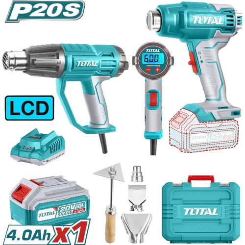 [20773] COMBO X 2 PISTOLA DE CALOR INCLUYE  4 ACCESORIOS, 1 BATERIA Y CARGADOR  TOTAL (UTOSLI240201)