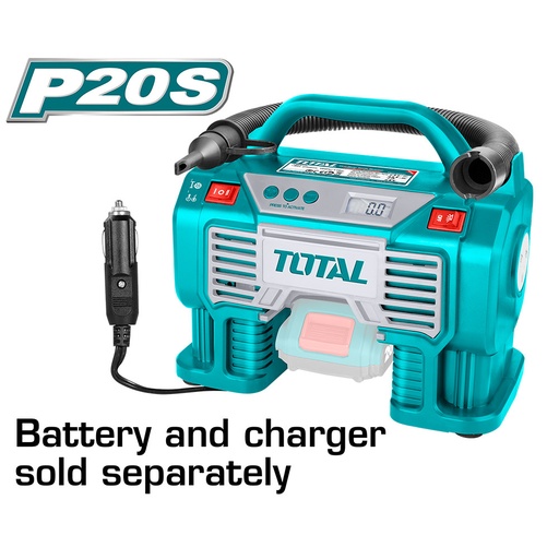 [14763] COMPRESOR MINI INALAMBRICO 20V PARA CARRO BATERIA Y CARGADOR NO INCLUIDO TOTAL (TACLI2002)