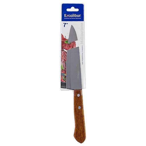 [17467] CUCHILLO 7 COCINA INOX MANGO MADERA EXCALIBUR
