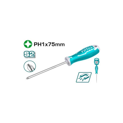[16538] DESTORNILLADOR 1X75MM (+) PUNTA INMANTADA INDUSTRIAL TOTAL (THT26PH1075)