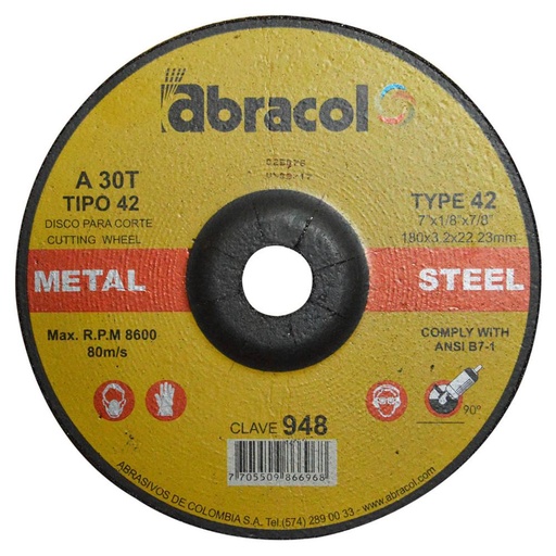 [8776] DISCO ABRACOL C/M 7 X 1/8 (CLAVE 948)