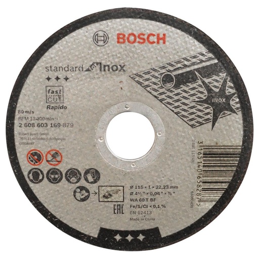 [9754] DISCO BOSCH CORTE METAL 4 1/2 PLANO (4 1/2X0,4X7/8 (2608603169000