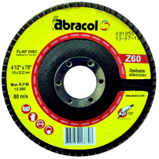 [12354] DISCO FLAP ABRACOL 4 1/2 X 7/8 GRANO 60 (RDAA9Z060101)(Z60)