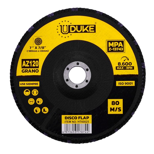 [6060] DISCO FLAP UDUKE 7" GRANO 120 (180MM X 22MM) (HT60025)