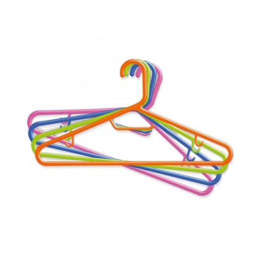 [INH427] GANCHO ROPA PLASTICO ECONOMICO COLORES SURTIDO X 10 PCS (4601)