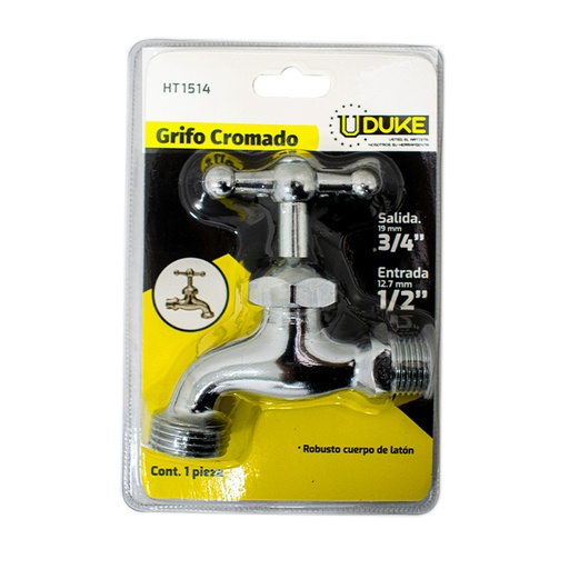 [3864K] GRIFO CROMADO UDUKE CHAPOLA METALICA BLISTER (HT1514)
