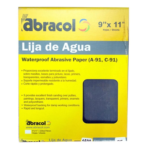 [6037] LIJA ABRACOL MICRO FINA GRANO  1500 ( LIJADO EN AGUA )