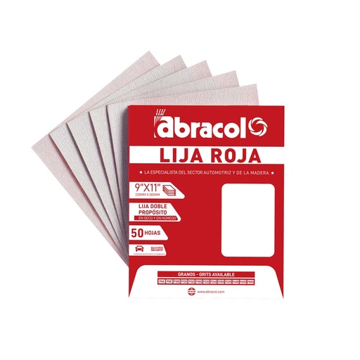[6201] LIJA ABRACOL ROJA # 120 ( LIJADO EN SECO)