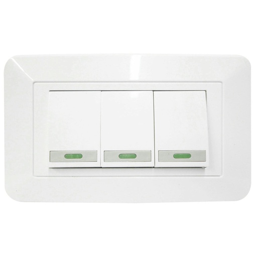 [1644] LINEA BK BLANCA INCRUSTAR SWICHE TRIPLE CONMUTABLE UDUKE