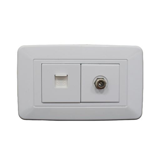 [4088H] LINEA BK BLANCA INCRUSTAR TOMA TELEFONO + TV VHARBOR