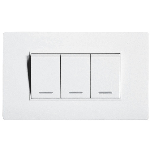 [1644B] LINEA BK PLUS BLANCA INCRUSTAR SWICHE TRIPLE CONMUTABLE