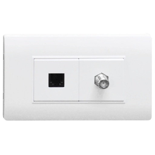 [4088B] LINEA BK PLUS BLANCA INCRUSTAR TOMA TELEFONO + TV