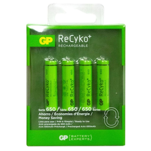 [13883] PILA RECARGABLE AAA GP 1,2 V 650 MAH BLISTER X 4