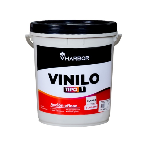 [14552AK] PINTURA VINILO TIPO 1 INTERIOR BLANCO CUÑETE (VHARBOR)