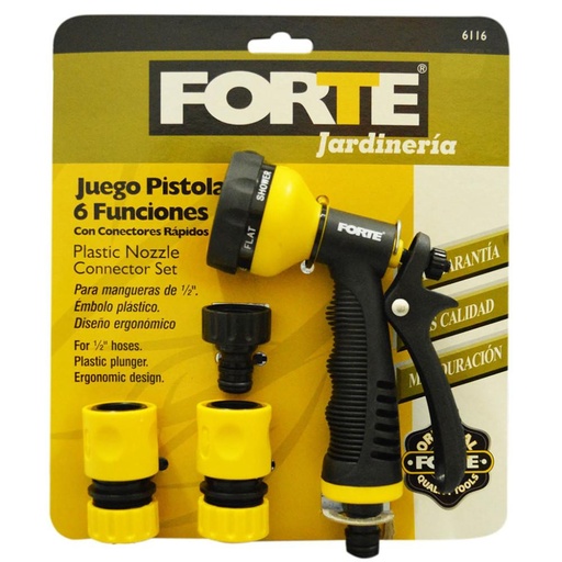 [11435] PISTOLA MANGUERA 6CHORROS FORTE CON CONECTORES RAPIDOS (0006116)