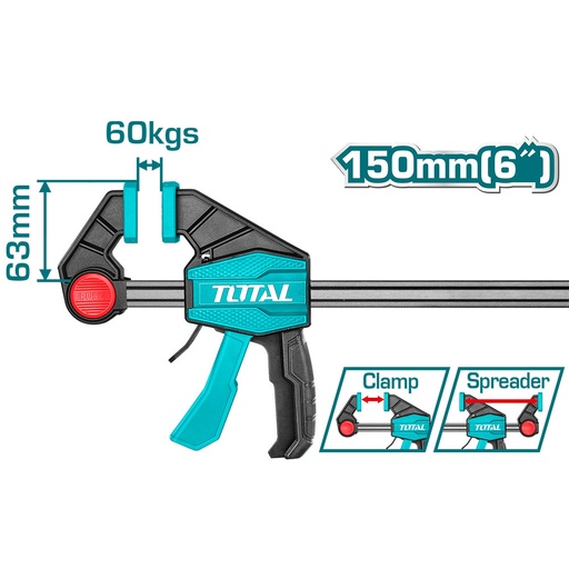 [15435] PRENSA SARGENTO DE BARRA 63X150 MM 6" INDUSTRIAL TOTAL (THT1340601)