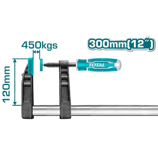 [15433] PRENSA SARGENTO EN F 120X300 MM 12" GRADUABLE INDUSTRIAL TOTAL (THT1321201)