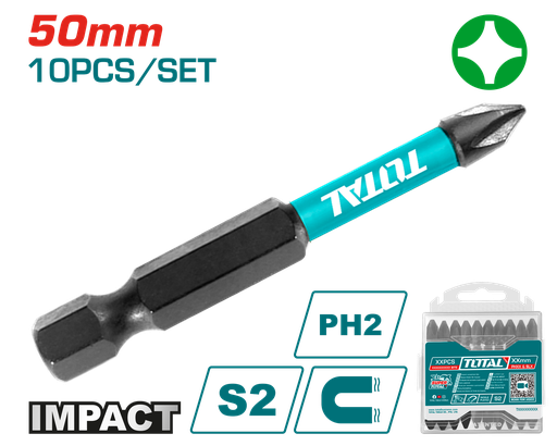 [17412] PUNTAS TALADRO INMANTADAS DE IMPACTO (+) X 10 PZS INDUSTRIAL TOTAL (TACIM16PH223)