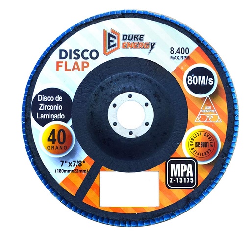 [13636] R- DISCO FLAP DUKE ENERGY 7 GRANO 40 ZIRCONIO (180MM X 22MM) (HT1292)